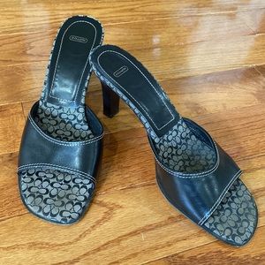 Coach Black Leather Canvas Sandal